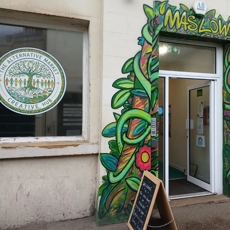 The entrance to the Alternative Market & Creative Hub on Harold Place, Hastings